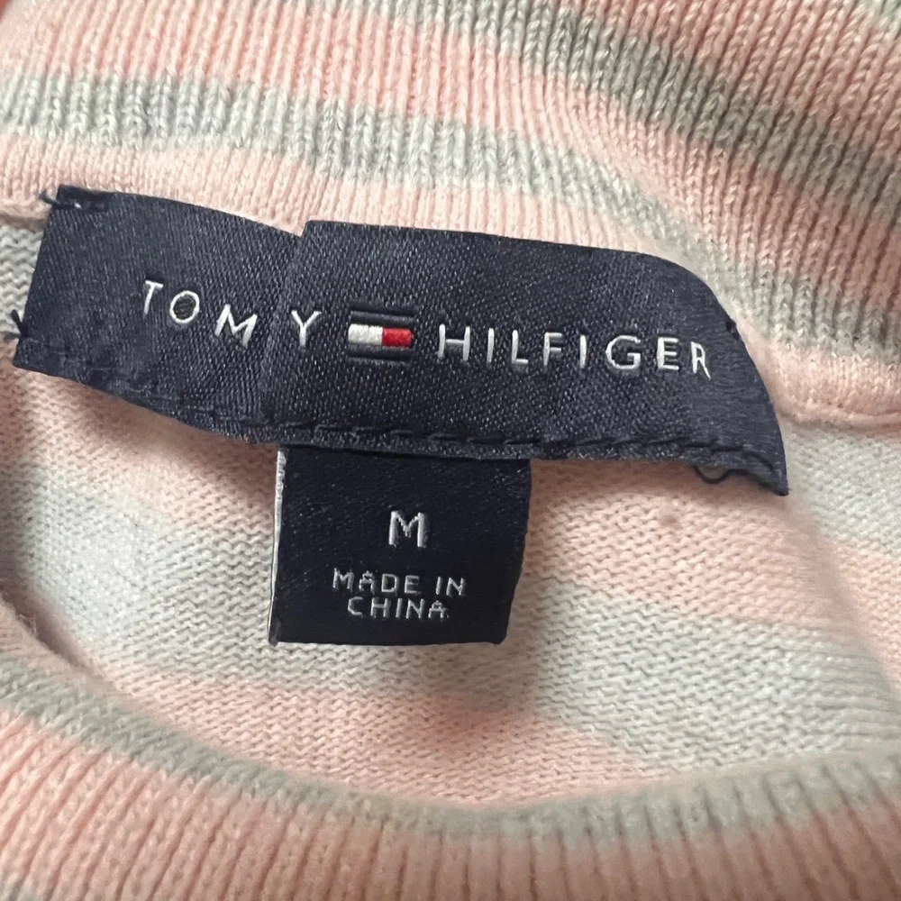 Tommy Hilfiger Pink and White Striped Turtleneck Sweater - Picture 3 of 5